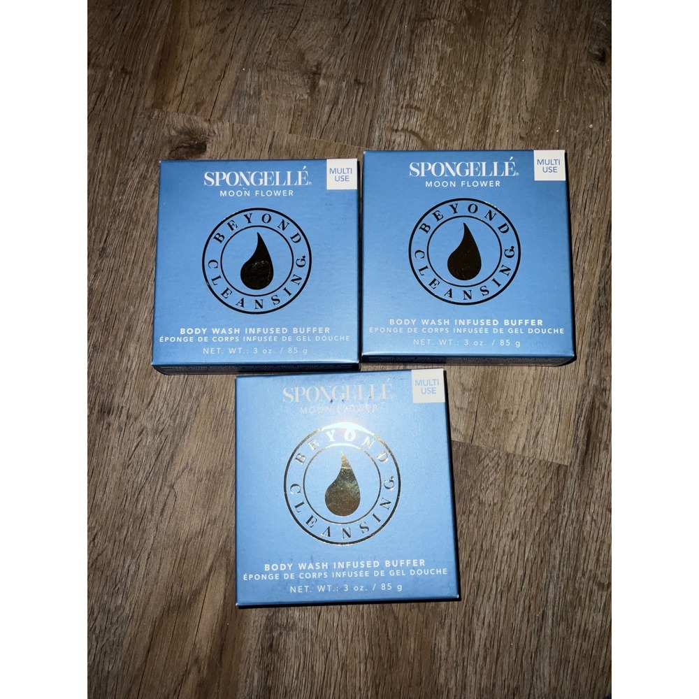 Spongelle Body Wash Infused Buffer Moon Flower 3 Pack Multi-Use Exfoliating Set